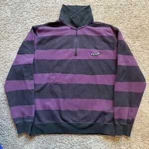 Volcom Purple Striped Quarter Zip Pullover Size Medium